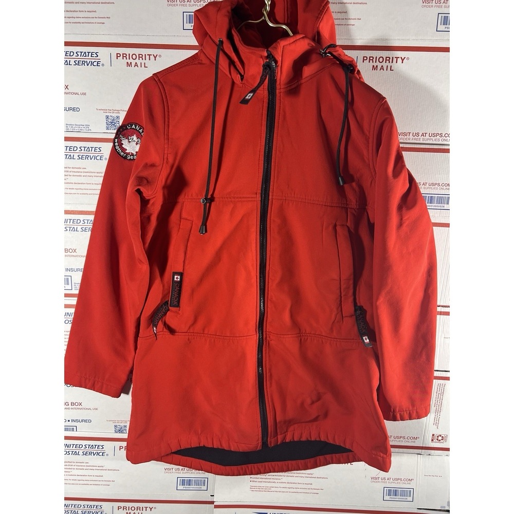 Canada Weathergear Red Longer Hooded Parka Coat Women's‎ Medium Jacket Unisex
